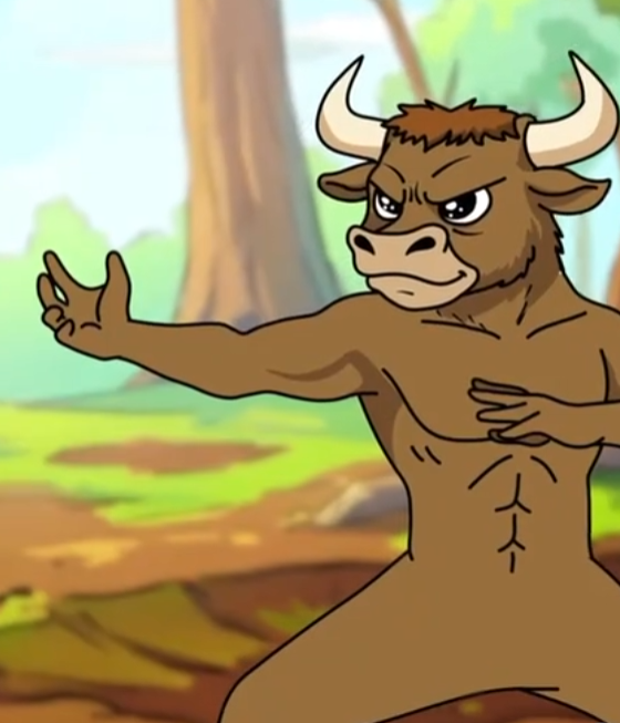 Illustrated bull standing ready to fight